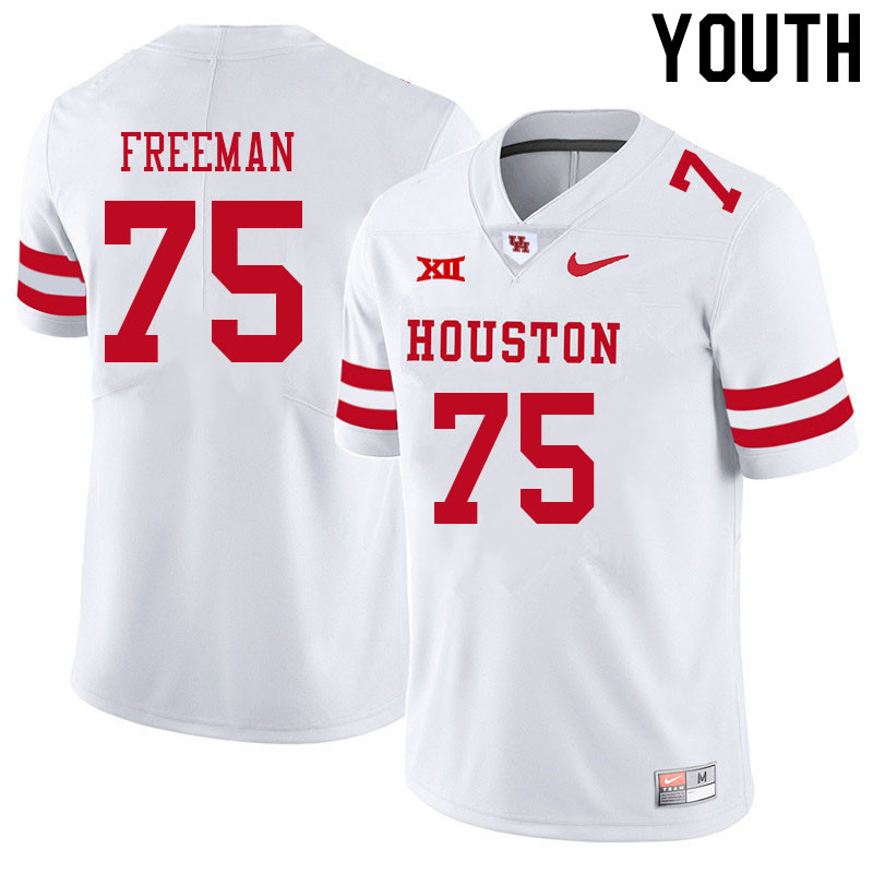 Youth #75 Jack Freeman Houston Cougars College Big 12 Conference Football Jerseys Sale-White